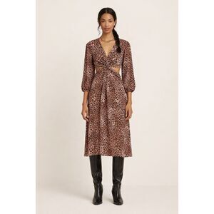 Ranna Gill x Anthropologie | Leopard Print Cut-Out Midi Dress Size S | EUC